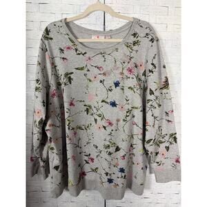 Quacker factory women’s sweatshirt floral Rhine Stone dragonfly soft plus size ￼